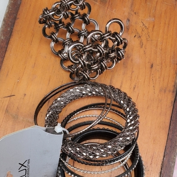 Heavy metal hematite bangle set NWT - Picture 7 of 9